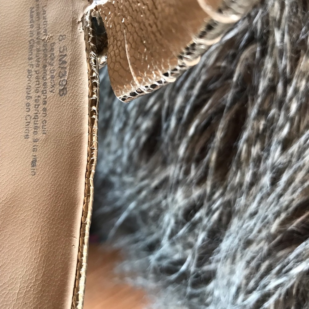 Karl Lagerfeld Metallic Gold Pearl-Embellished Fringe Mules - Picture 5 of 7